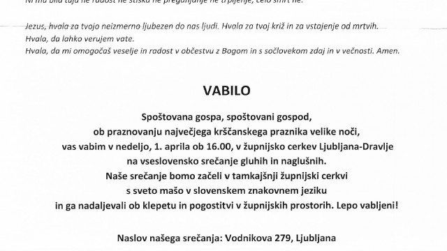 Velikonočna maša v slovenskem znakovnem jeziku