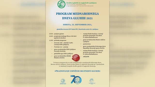 DGN Ljubljana ob 90. obletnici prevzelo organizacijo mednarodnega dneva gluhih